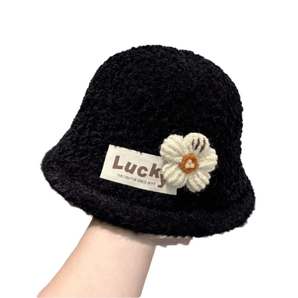 Cute Flowers Baby Winter Hats Thicken Woolen Basin Cap Fashion Newborn Cap Baby Children Kids