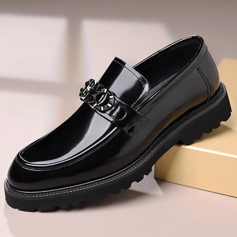 Мужские лоферы в британском стиле, деловые кожаные туфли, мужские повседневные шапочки из натуральной кожи, лакированная кожа, мужские туфли