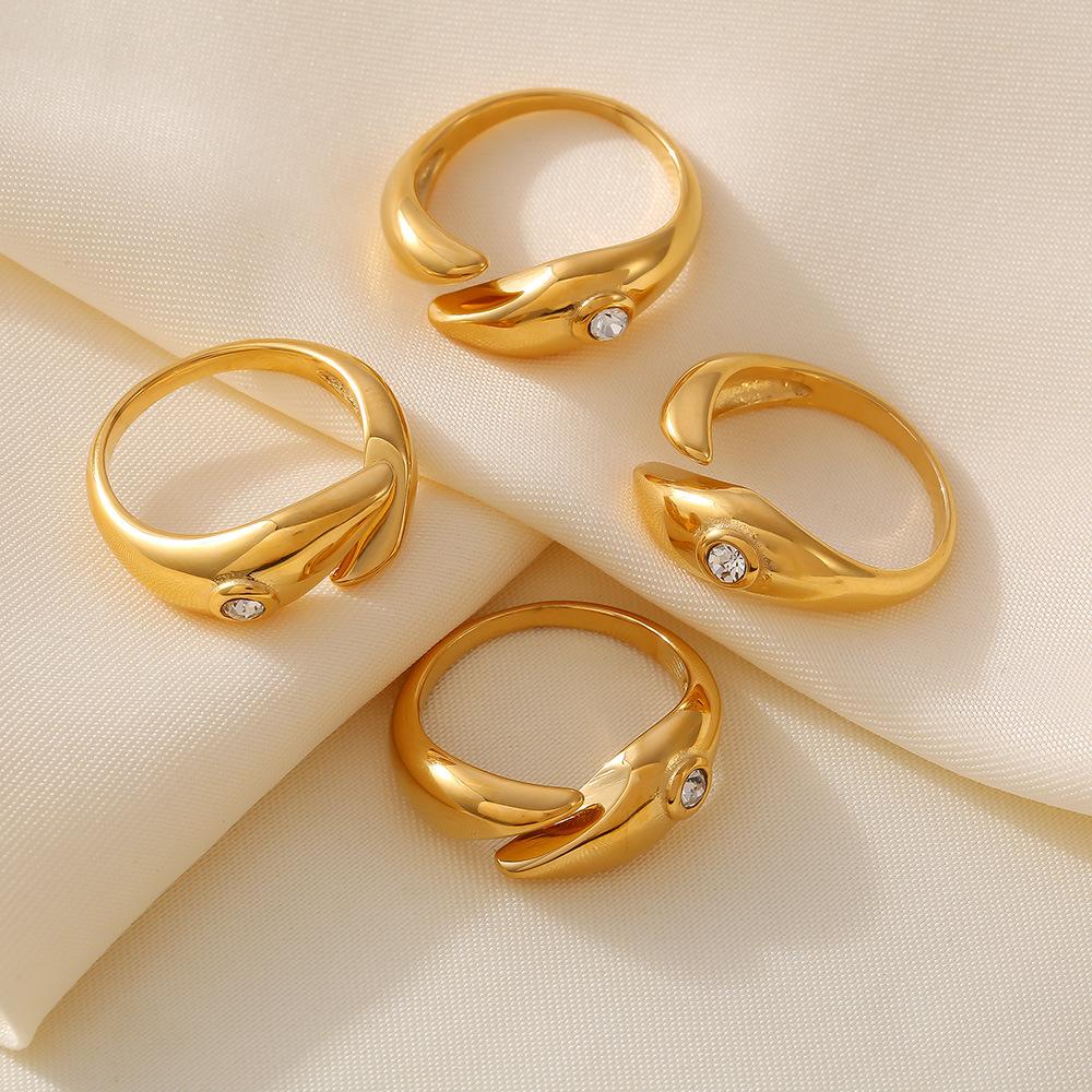 Кольцо с бриллиантами в форме ветровой секции, инкрустированное бриллиантами, титановая сталь, PVD-покрытие, 18-каратное настоящее золото, не выцветающее, легкое, роскошное кольцо