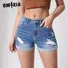 Women's Trendy Torn and Rolled High Stretch High Waist Denim Shorts Women Hot Pants