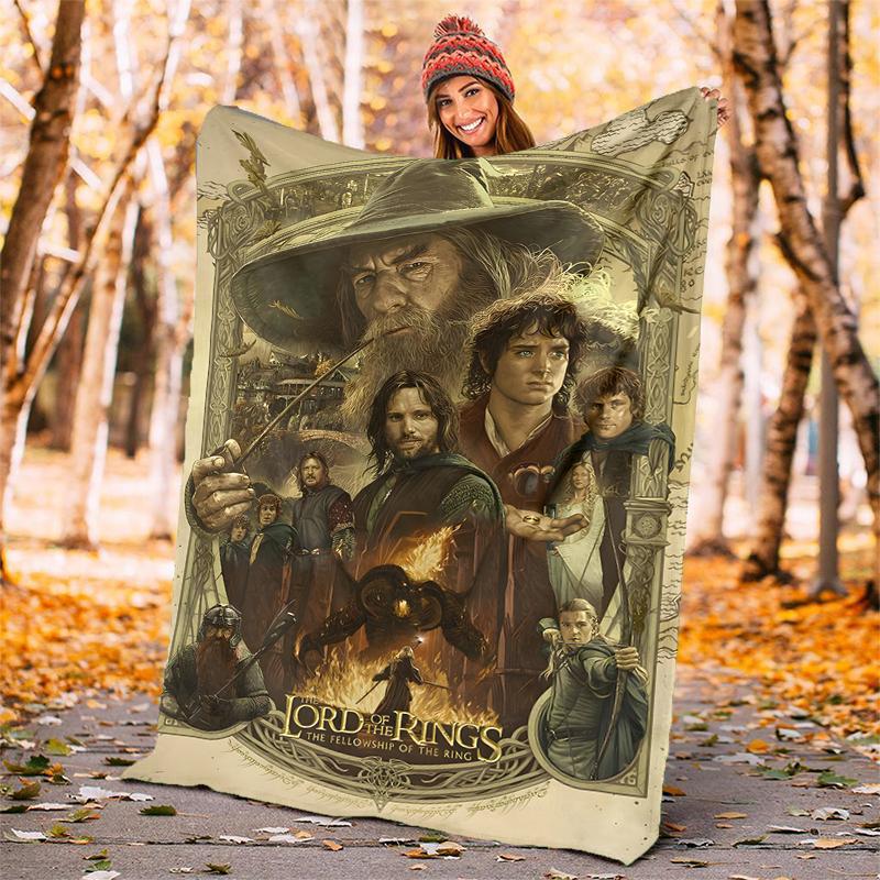 Tolkien Fan Flannel Blanket Soft Warm All-Season Throw, Design for Camping, Car Travel, Hiking Sofa, Bed, Office Perfect Gift for Parties