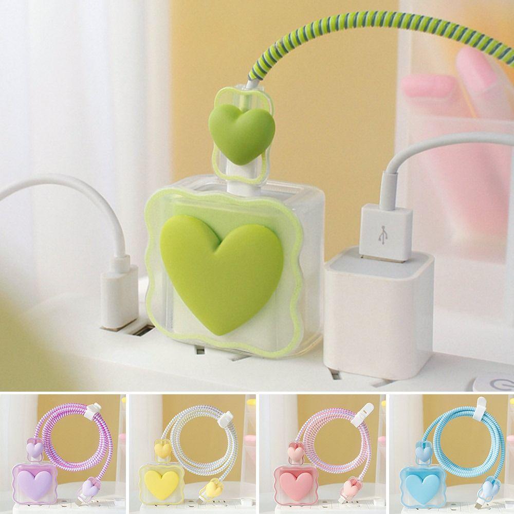For iPhone Transparent Cable Protector Case Plug USB Protector Data Line Cover Charger Head Cover