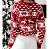 Winter Christmas Sweater for Women Jacquard Knitted Long Sleeve Clothes Warm Thicken Jumpers Pullover Tops Knitwear