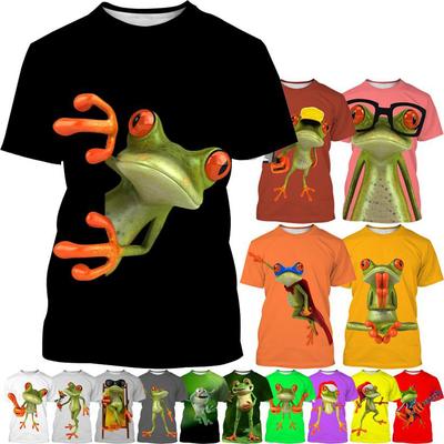 Модная футболка с принтом древесной лягушки 3D Fun Animal для мужчин и женщин, короткий рукав в стиле хип-хоп