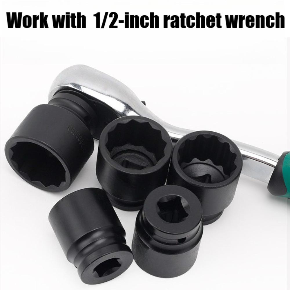 8-46mm 1/2" Dr. Heavy Duty Impact Socket Set 12-Point Metric CR-MO 1/2-Inch Drive Spindle Axle Nut Impact Socket Set