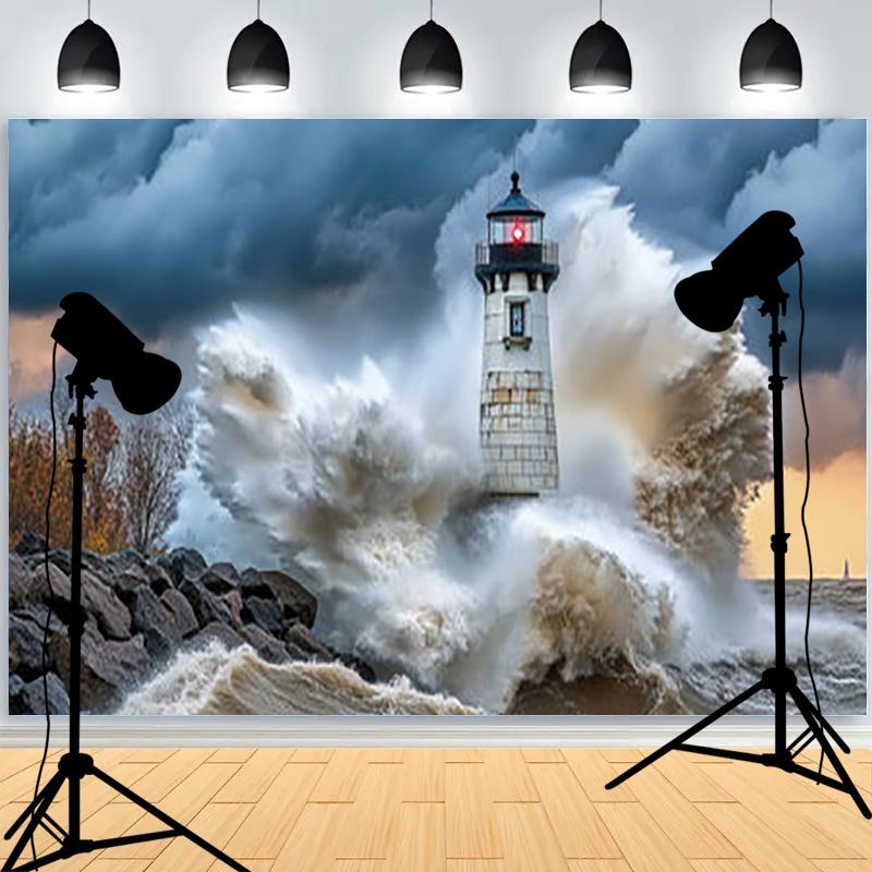Marine Lighthouse Sailboat Theme Photography Background Wall Decor Romantic Healing Backdrops Portrait Photo Studio Props LH-04