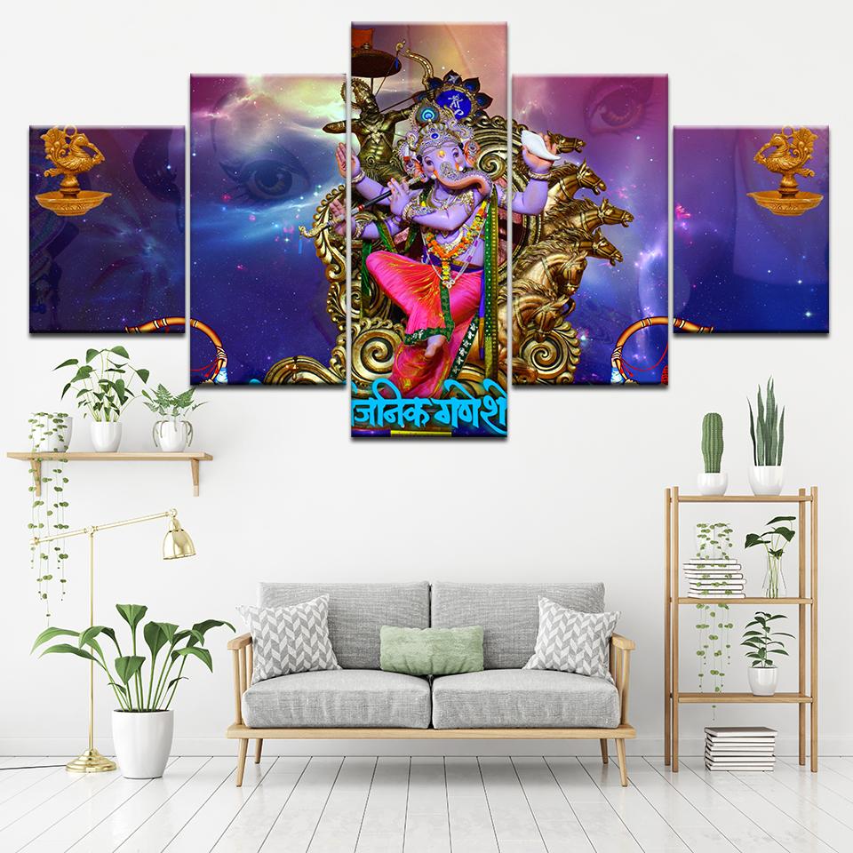 Printed Painting Wall Artwork Poster Modular Modern 5 Panel Thai Idol Canvas Home Decoration Pictures For Living Room Framework No Frame