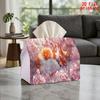 2D Flat 1pc, Tissue Box. Spring Fox Pattern Napkin Dispenser Box, Reusable, Daily Desktop Tissue Storage Box, Suitable for Kitchen, Living Room, Bedro