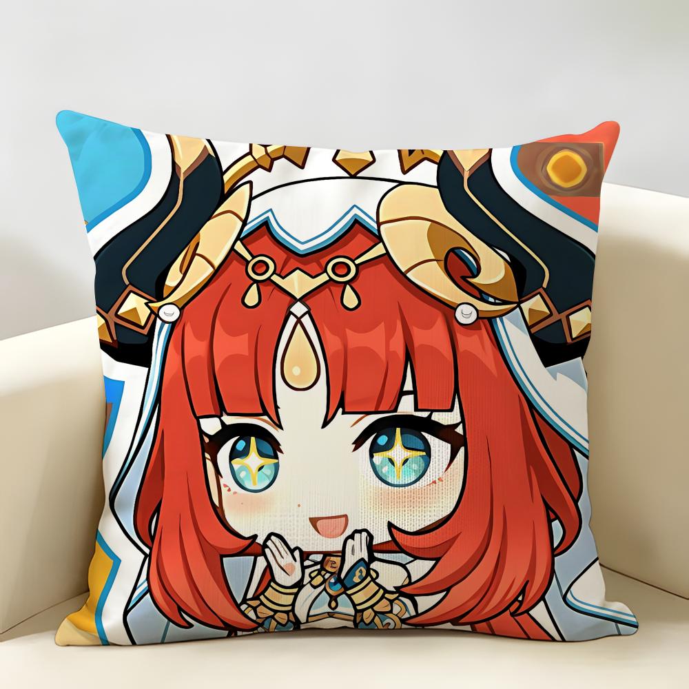 Nilou Cute Genshin Impact Cushion Cover Natural Linen Organic Fabric DoubleSided Printing Room Sofa Decor Pillow Case