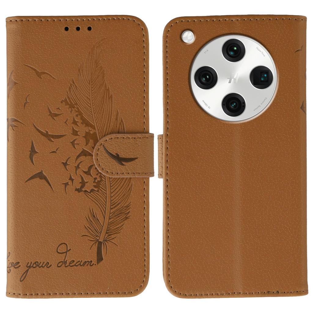 For Oppo Find X8 Pro 5G Case Feather Imprint PU Leather Wallet Phone Cover