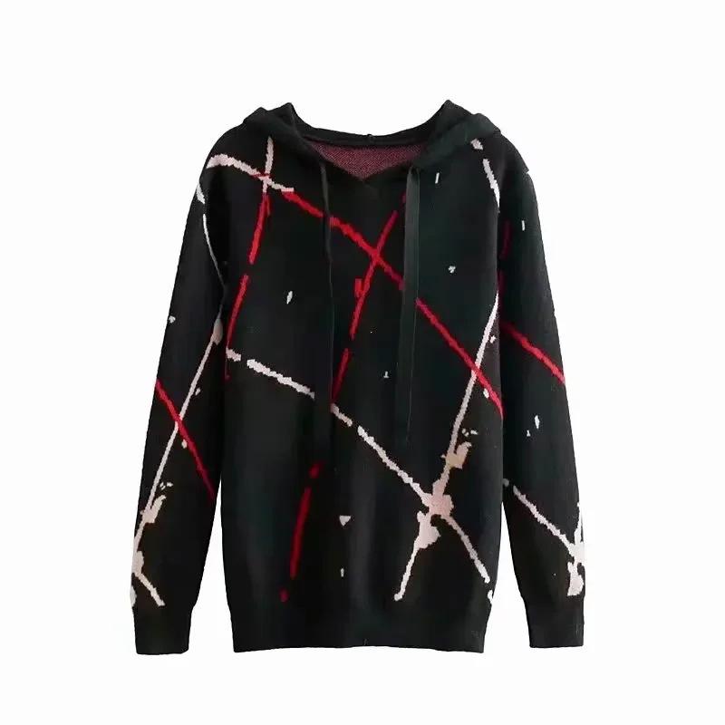 Autumn 2025 Women's European & American Style Hooded Core-Spun Yarn Pullover Sweater