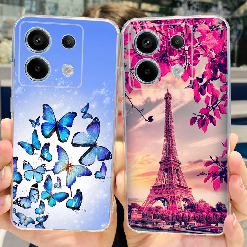 For Xiaomi Poco X6 Pro 5G Case Cute Cat Butterfly Painted Cover Soft Silicone Phone Case For Xiaomi Poco X6 Pro PocoX6 5G Fundas