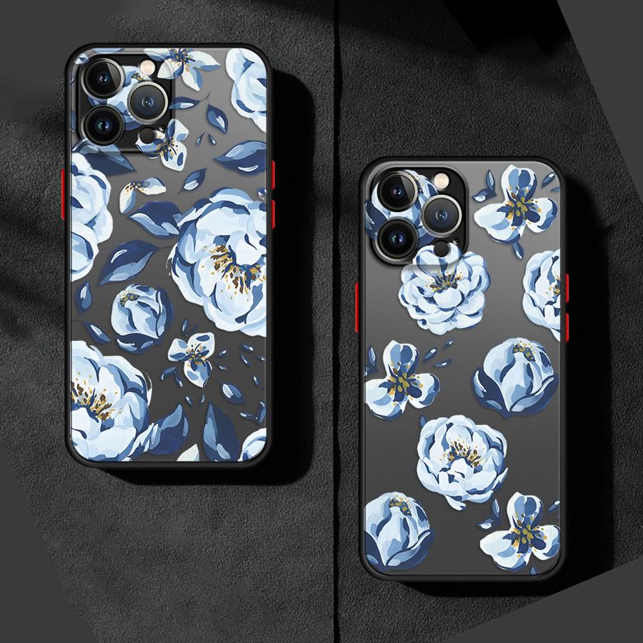 Мультяшная синяя цветочная funda задняя крышка чехол для телефона для iPhone 17 Pro Max 7 8 SE 11 15 XS XR 13 Mini 14 Air 12 16 Plus
