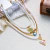 4pcs Lucky Blue Evil Eye Pendant Necklaces Set for Women Bohemian Colorful Heart Multilayer Beaded Necklaces Stacked Jewelry