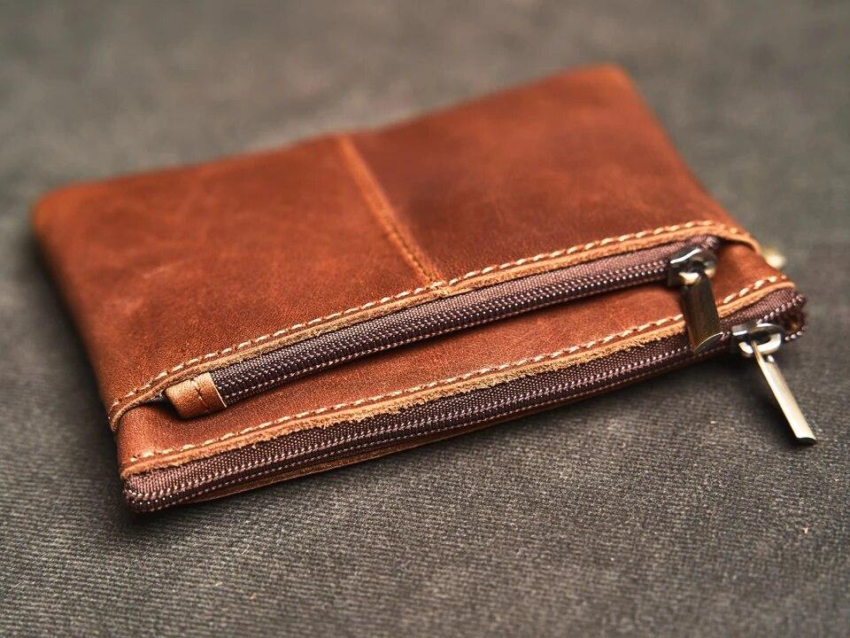 Кожаный кошелек для монет для мужчин и женщин, мини-кошелек из воловьей кожи на молнии, маленькая карманная сумка для денег, женские кошельки, мужской держатель для карт V