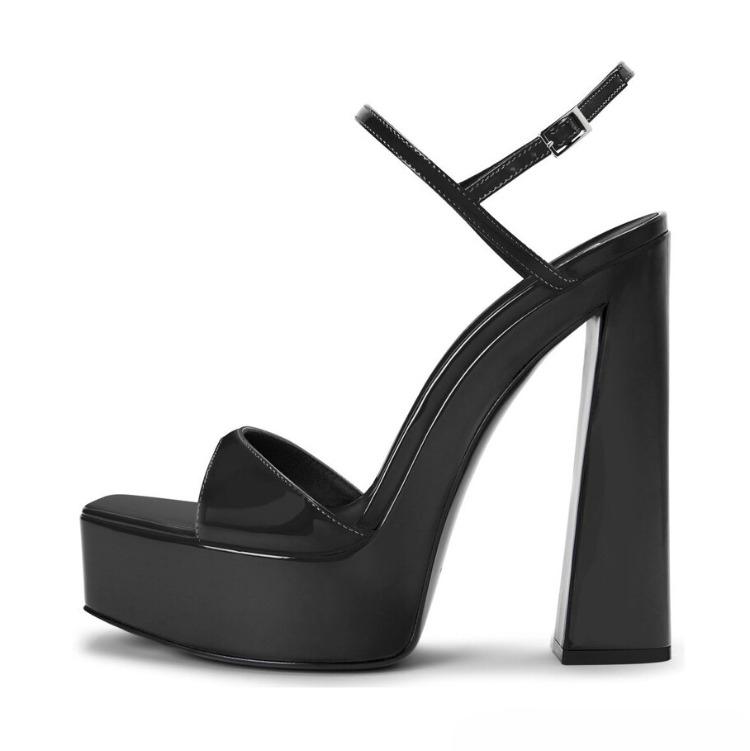 Fashion 2024 Summer Solid Color High Heel Women's Sandals New Waterproof Platform Buckle Gold Silver Size 36-43 Sexy Women's Shoes