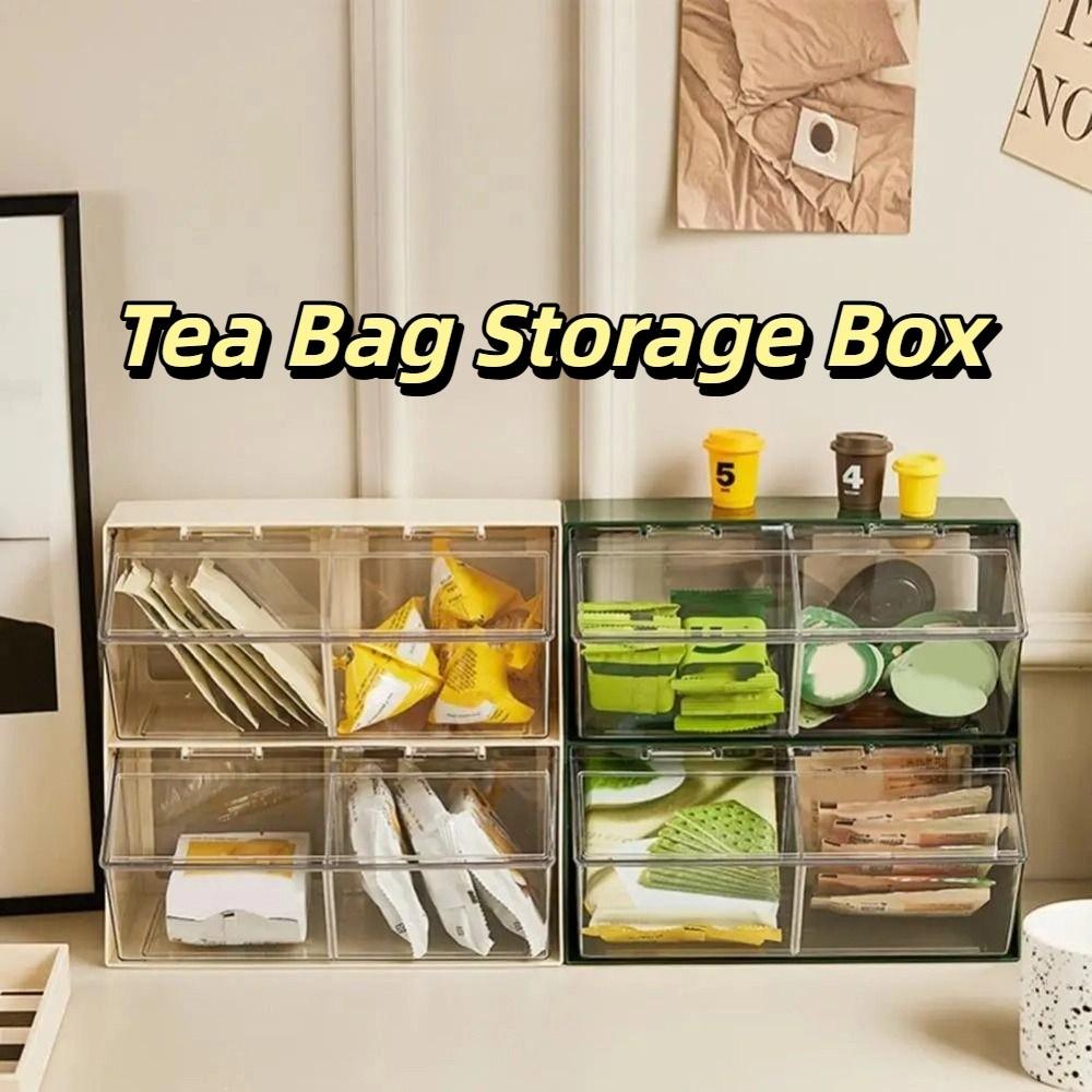 Large Capacity Tea Bag Storage Box Plastic Coffee Pod Holder Practical Desktop Storage Box  Bar