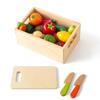 RiZKiZ Magnetic Embedded Wooden Assorted Fruit and Vegetable Play House Play Magnetic Total 16 Cutting Wooden Box Cutting Educational Toy Set, Set,