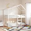 VidaXL Bunk Bed with White Roof 90x190 Cm Solid Pine Wood, Bed, Bed Frame, Loft Bed, Bedroom Furniture, 3282045