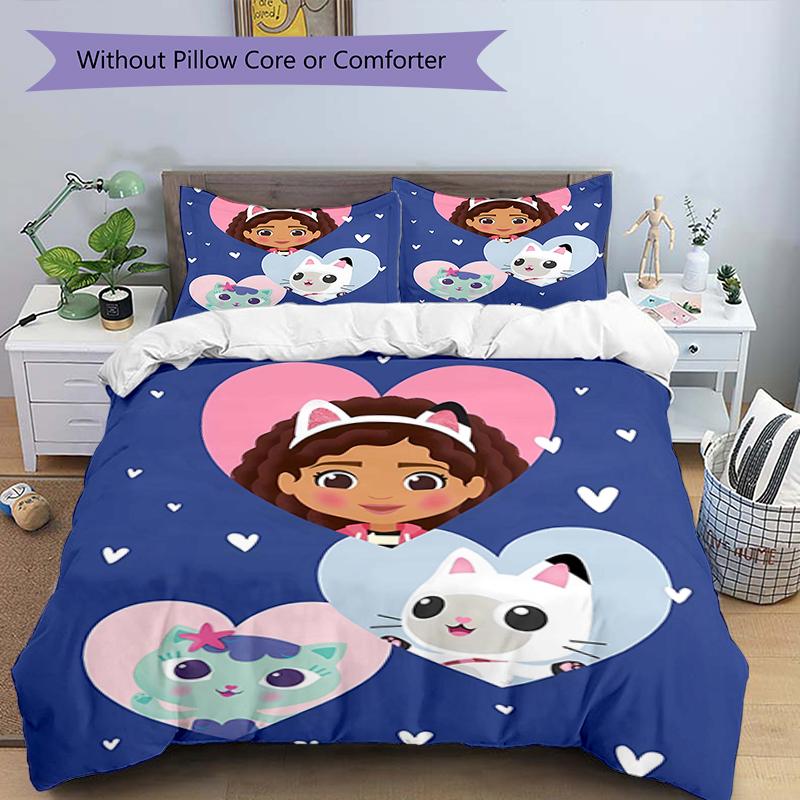 3pcs Gaby's Bubble House4 Design Cover Set - HD Printed Bedding with 1 Cover and 2 Pillowcases - Perfect for Home and Dorm Decor