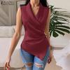 Women Casual V-Neck Summer Sleeveless Irregular Hem Tank Tops