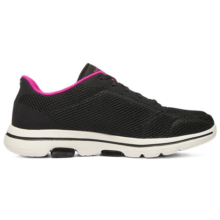 Skechers Go Walk 5 Удобные Универсальные Тканевые Низкие Повседневные Беговые Кроссовки Женские Кеды Черные Розовые 124155-BKHP