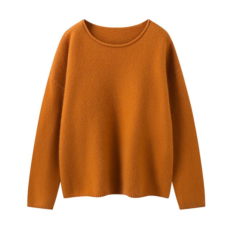 One-Word Neck Sweater Niche Fashion Simple Versatile Design Sense Lazy Wind Pullover Loose Large Version Cashmere Sweater Women