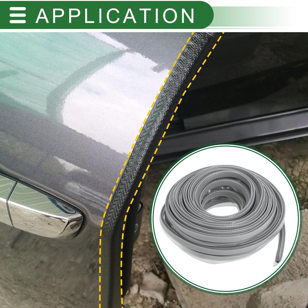 Motoforti Universal Car Door Edge Guards, U-Shaped Molding, Anti-Scratch Door Edge Protector, Anti-Collision Rubber, Gray, 10m