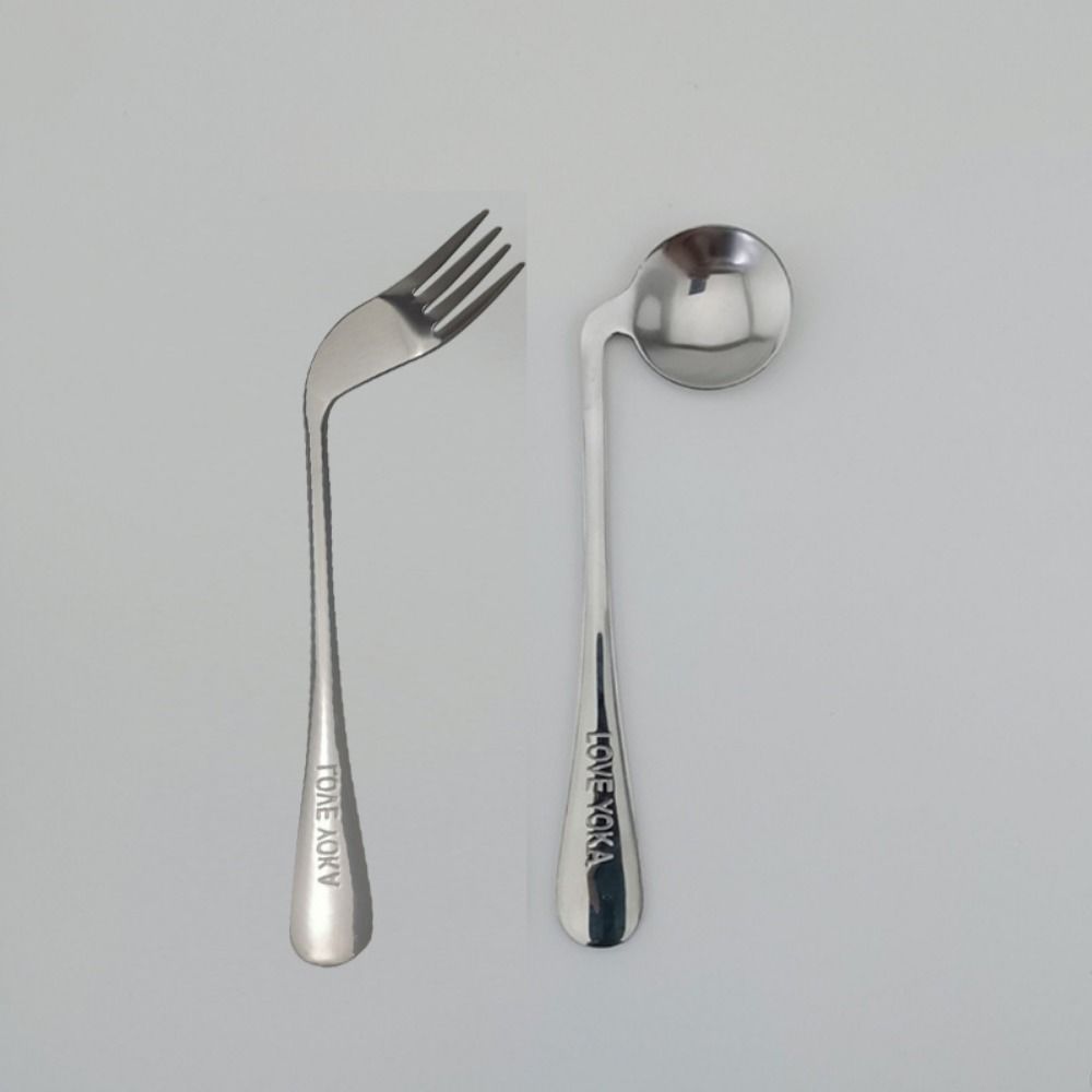 Elderly Patients Curved Spoon Fork Angled Feeding Aid Tableware Self Feeding Utensil Elderly Care