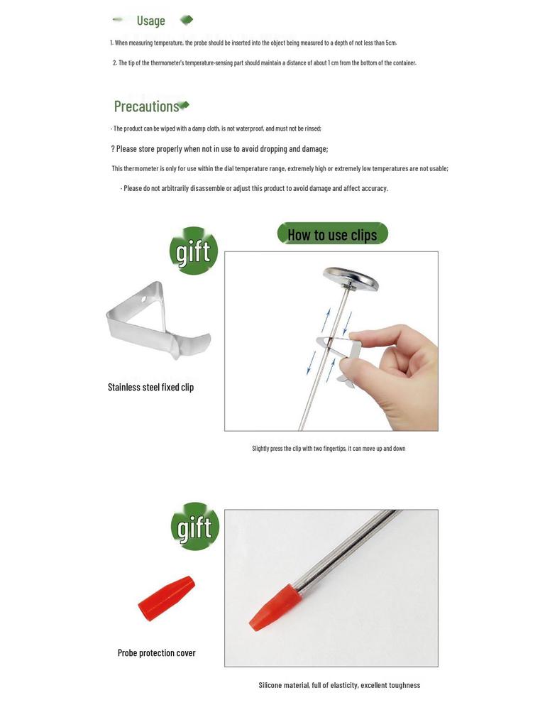 Stainless Steel Water Temperature Thermometer for Milk & Coffee - No Battery Required, ideal for Home Kitchen Use.