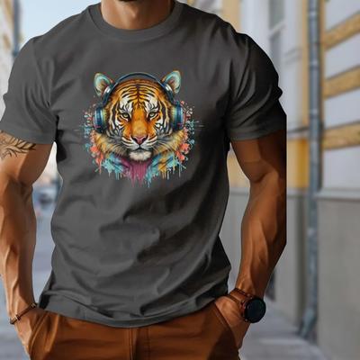 Новая летняя мужская модная футболка с принтом головы тигра, мужская футболка, топ