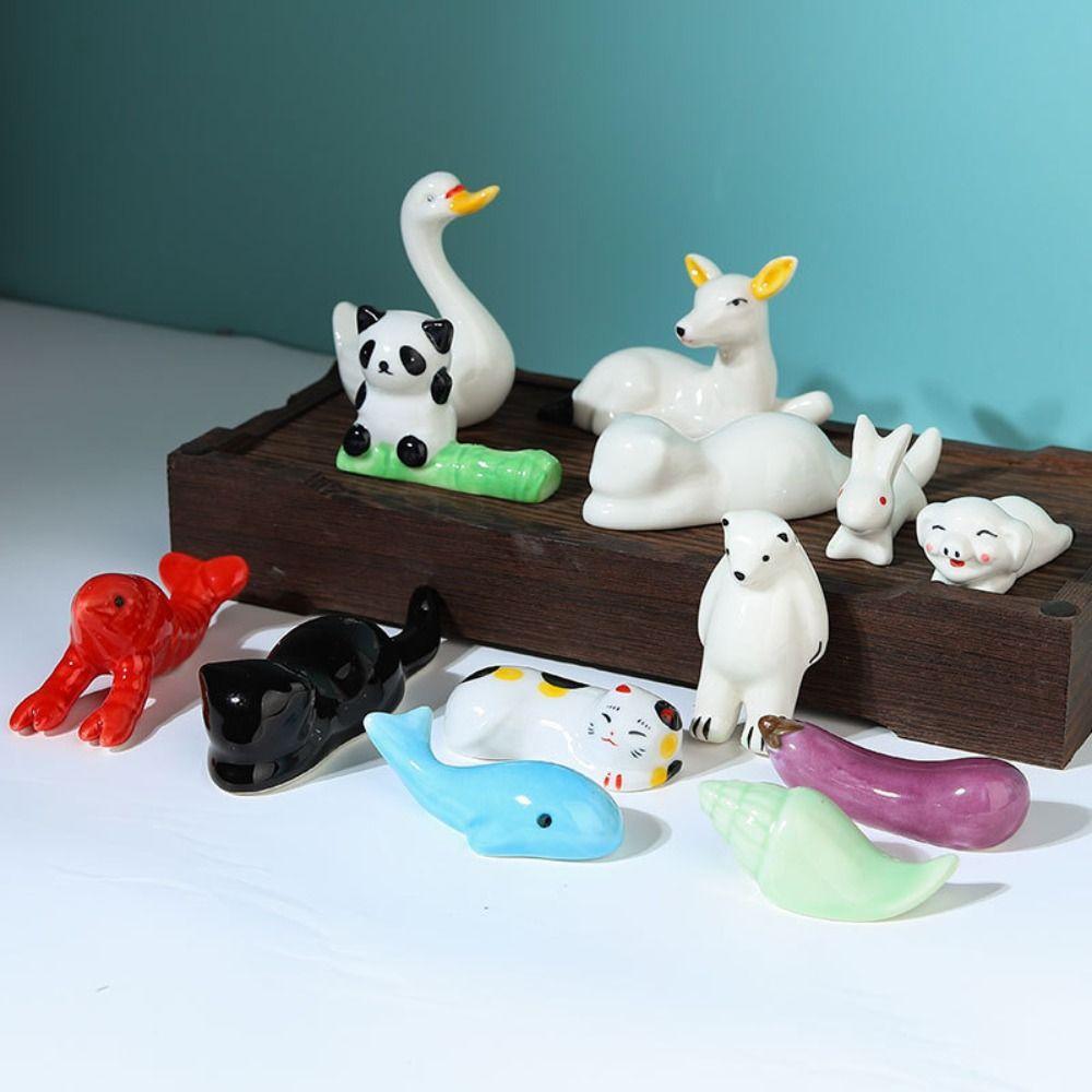 Multifunctional Mini Vegetables Animal Ceramic Desk Decoration Pen Rack Brush Pen Storage Rack Pen Pillow Rack Chopstick Holder