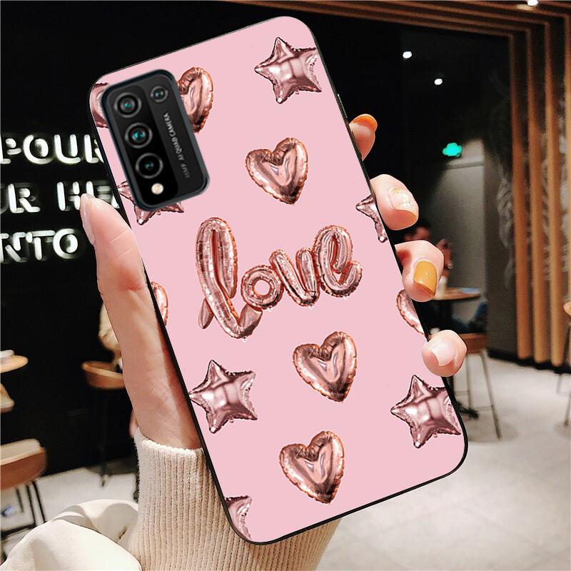 Чехол для телефона из розового золота с бриллиантами и сердечками для Huawei Honor 50 10X Lite 20 7A 7C 8X 9X Pro 9A 8A 8S 9S 10i 20S 20lite 7X 10 lite