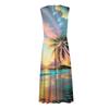 Women's Summer Fashion Hawaiian Print V-Neck Sleeveless Tunic Casual Dresses