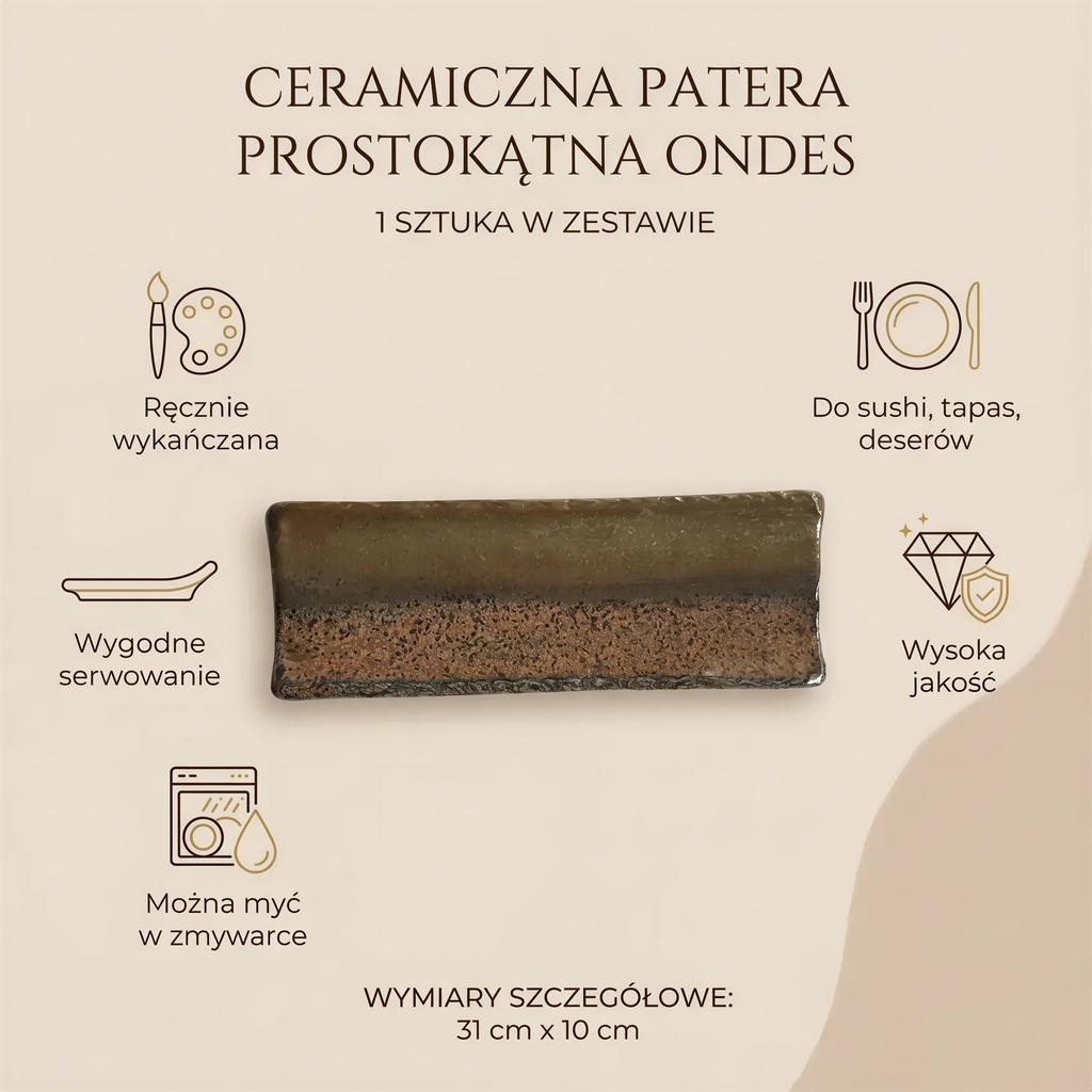 Прямоугольная керамическая тарелка для подачи суши и десертов 30,5×10 см