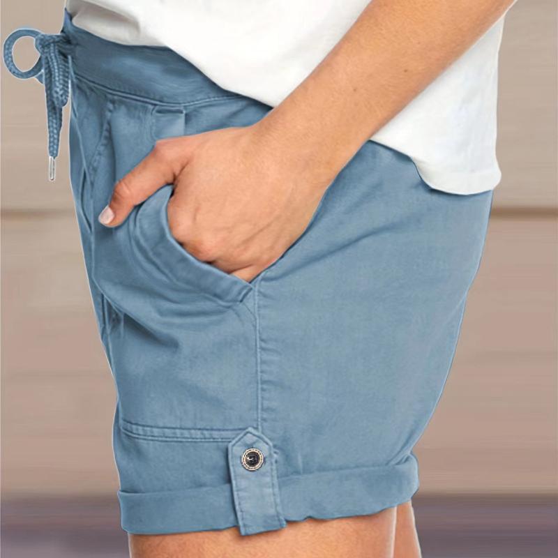 GMXIA Летние однотонные прямые повседневные брюки женские шорты на шнуровке