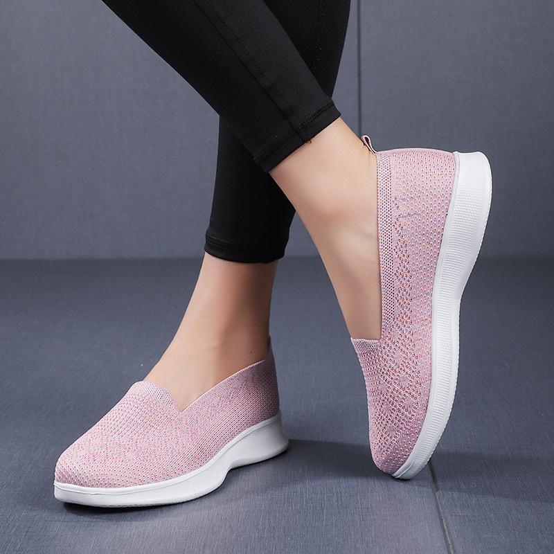 Women's Net Shoes Autumn, Spring and Summer Mesh One-pedal Mother Shoes Breathable Sports Shoes Flat-soled Old Beijing Cloth Shoes Women's Walking