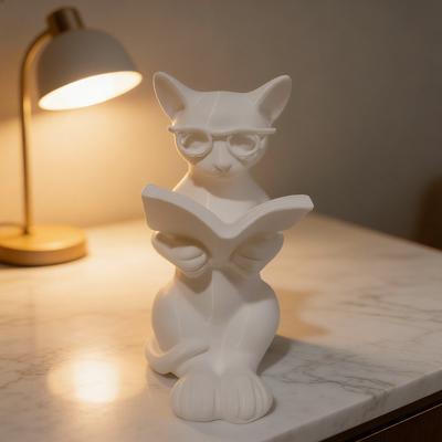 Статуэтки Кошек-Читателей, Скульптуры Котов-Ученых, В Очках, Полностью Погруженные в Книги, Элегантные Кошки, Подарки для Любителей Кошек