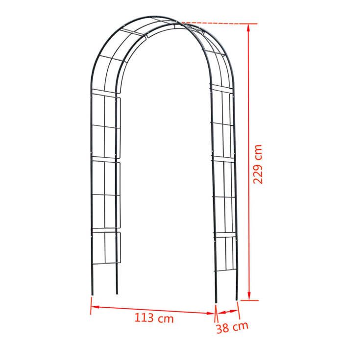 Pergola arche en acier en métal - NATURE - 113x38xH229cm - Noir