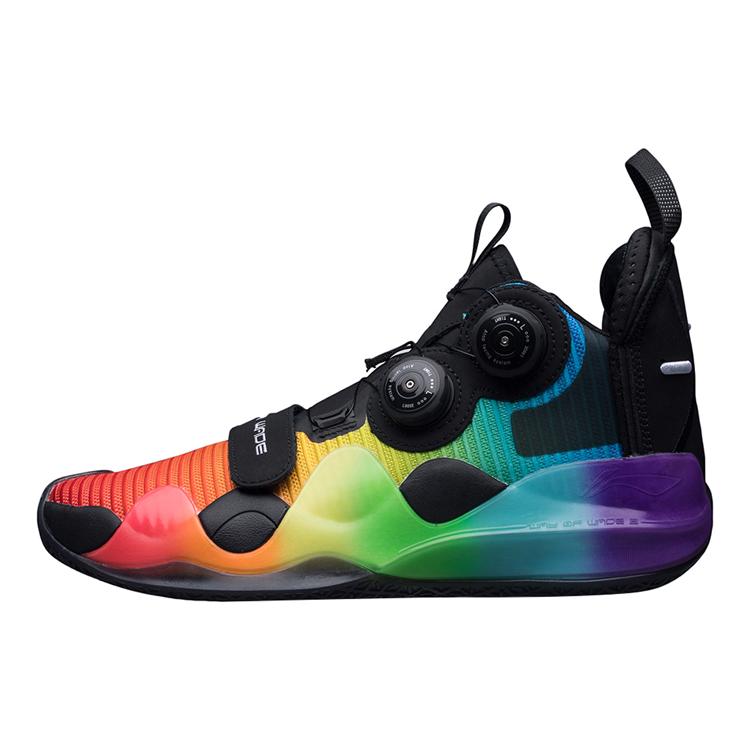 Li Ning WOW 8 Way Of Wade 8 Нескользящее Покрытие Поддержка Отскок Средняя Высота Баскетбольные Кроссовки Мужские Радуга ABEP001-10