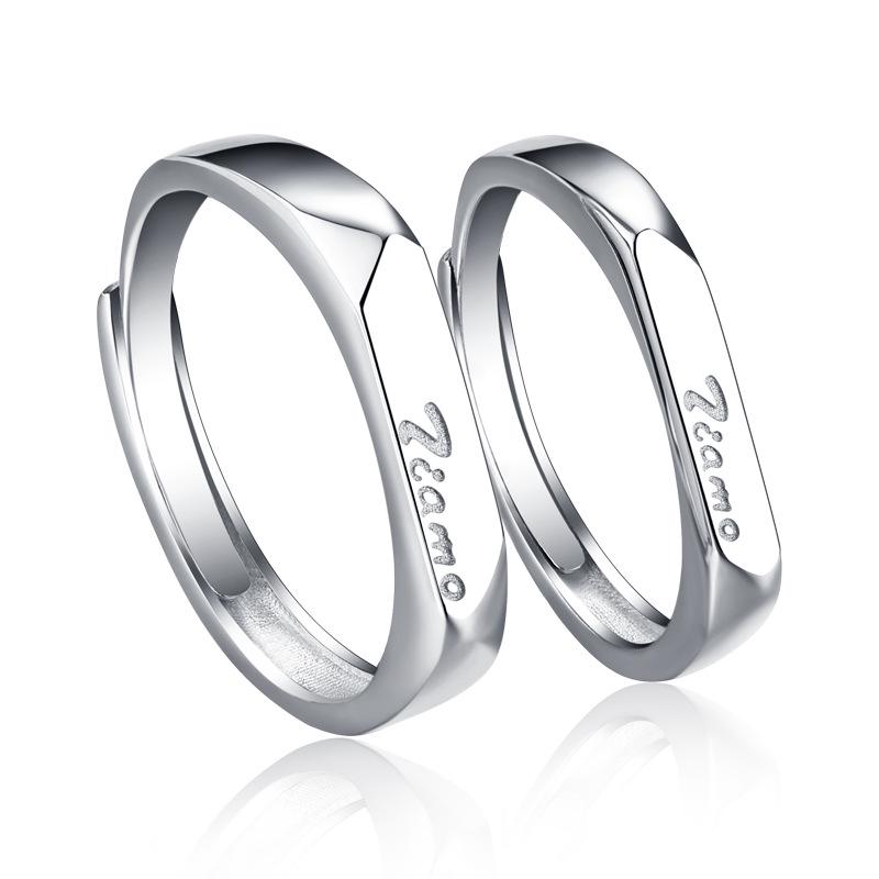 Tonglin S925 Sterling Silver Adjustable Couple Rings - Personalized Wedding Bands for Men & Women.