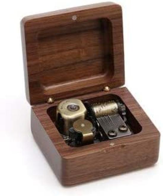 Mini Wooden Music Box 18 Note Wind Up Music Box Wooden Music Box with Movement Happy Birthday To Gold-plated (Walnut, You)