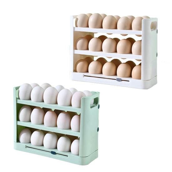 Кухонная полка для хранения яиц, многослойная, пищевая, с гладкими краями, большая вместимость с ручкой, экономит место, вращающаяся полка без заусенцев