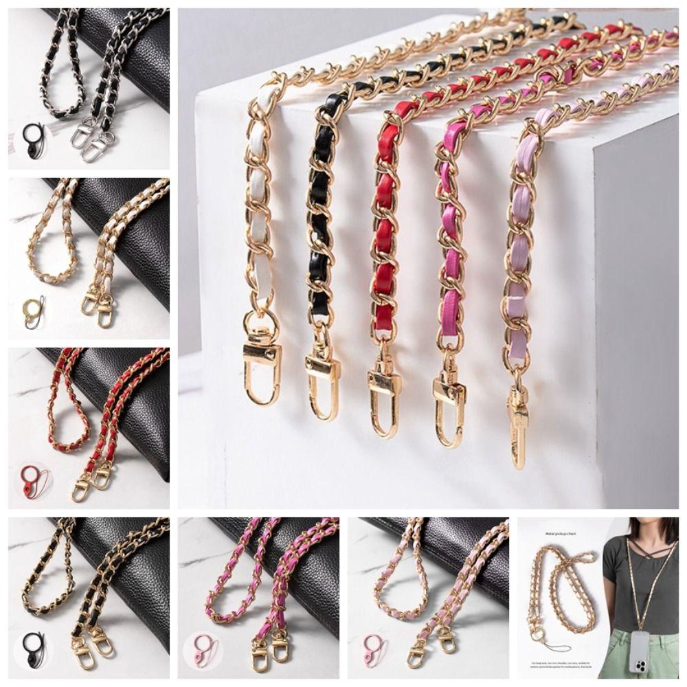 Metal Leather Crossbody Phone Strap Zinc Zinc Alloy Key Chain Metal Leather Chain for Phone Hanging