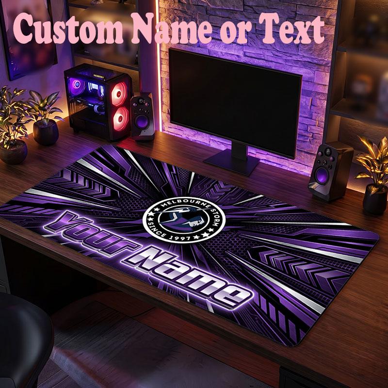 Melbourne Storm Customized Name Text Mouse Pad, Large Desk Mouse Mat Personalized Home Office Present
