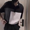Мужская ретро поло футболка из хлопка в полоску - Короткий рукав, Color block, Бунтарский стиль, Летний модный топ