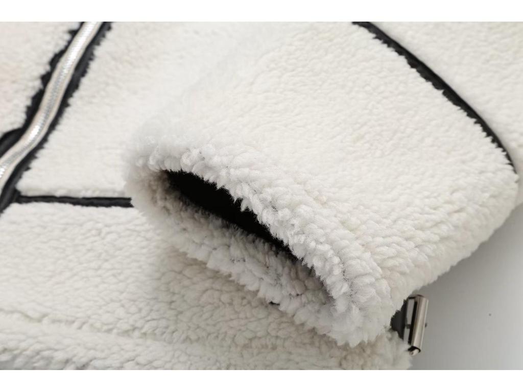 Женская куртка из искусственной овчины, сшитая из разных частей, на осень 2023 года в уникальном европейско-американском стиле Y2K