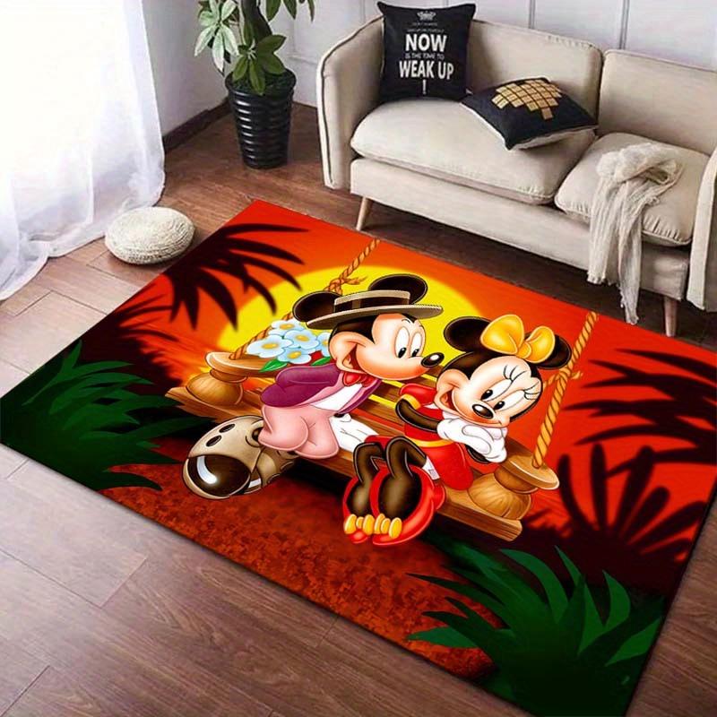 1pc Minnie and Mickey Pattern Area Rug Soft Flannel Floor Mat for Living Room, Bedroom, Sofa Coffee Table Floor Mat, Machine Washable
