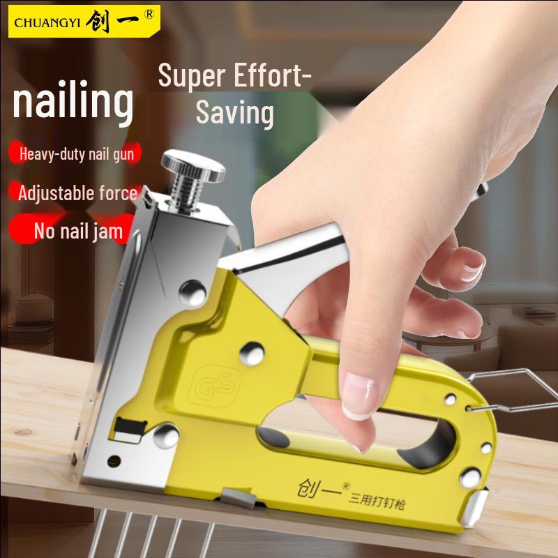 Chuangyi Industrial Grade Pneumatic Nail & Staple Gun for Woodworking & Decoration