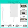 Mini Thunder Bolt Dp To Vga Hdmi Dvi 3in1 Adapter Converter Cable Port Display